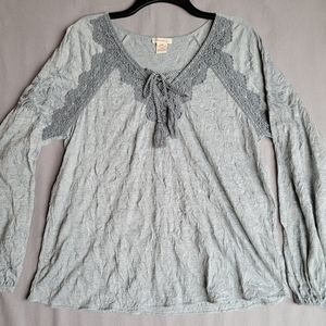 Sundance Soft Gray Lace Detail Blouse